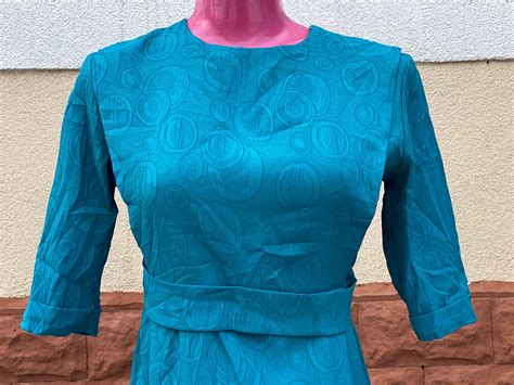 blue vintage hand sewn dress size  etsy uk