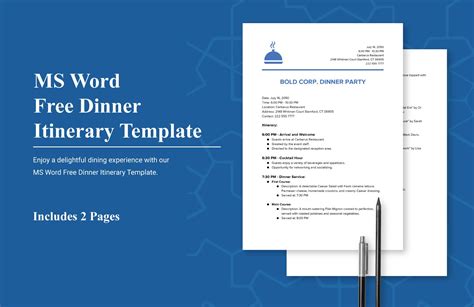 word  dinner itinerary template  word google docs   templatenet