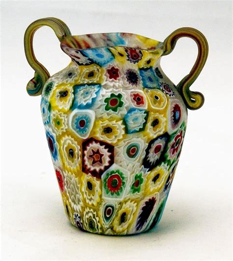 Set Of Five Murano Vintage Nice Glass Vases Millefiori Circa 1910 For