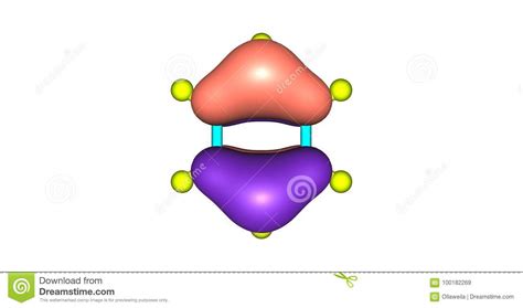orbitale molecolare di benzene isolato su bianco illustrazione di stock
