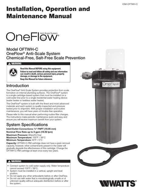 watts oneflow oftwh  installation operation  maintenance manual   manualslib