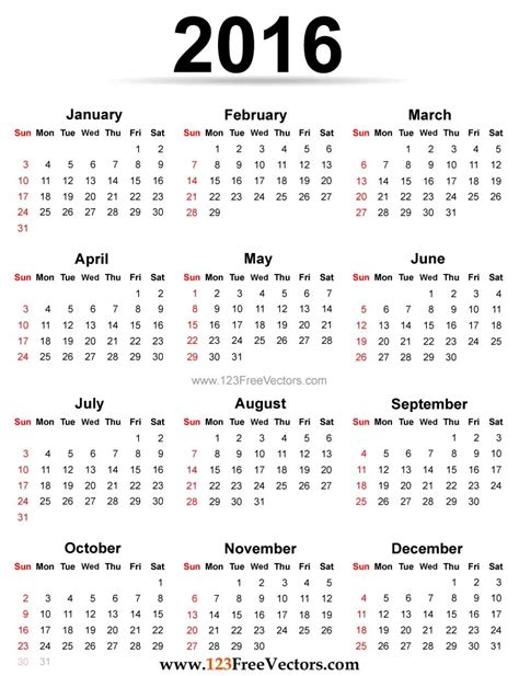2016 calendar printable free 123freevectors