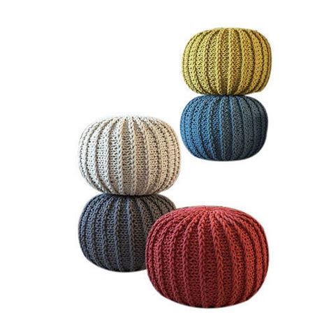 cotton hand knitted round pouf shape circular at rs 550 piece in panipat