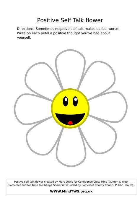 positive  talk flower coping skills activities mental health