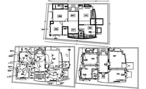 family bungalow floor plan  electrical layout plan drawing details dwg file