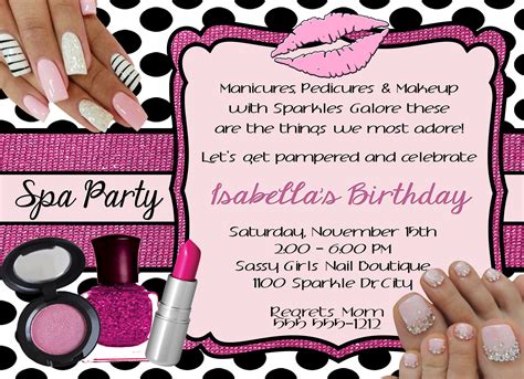 spa party personalized birthday invitation  sided birthday card
