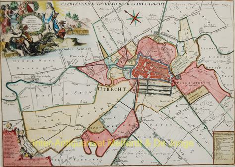 rare  map utrecht province original  century engraving dutch history
