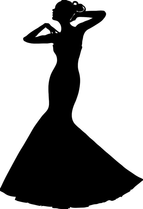 clip art illustration of a spring bride in a strapless gown silhouettes stencils silhouette