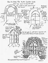 Drawing Gate Draw Garden Arch Worksheets Stone Drawings Rustic Lessons Young Gardens Artist Archway Gates Painting Sketches Worksheet Sketch Landscape sketch template