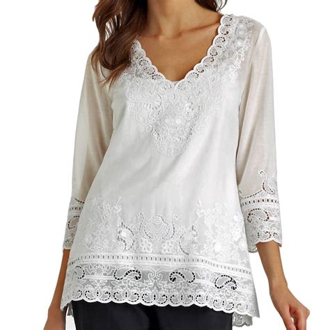 elie tahari white eyelet embroidered lauren tunic blouse top nwt medium ebay