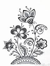 Doodle Doodles Zentangle Flower Zen Flowers Patterns Drawings Drawing Coloring Fleur Zentangles Dessin Para Flores Whimsical ดำ ขาว ลาย Pages sketch template