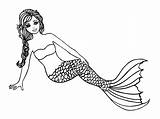 Mermaid Coloring Resting Pages Print Version sketch template