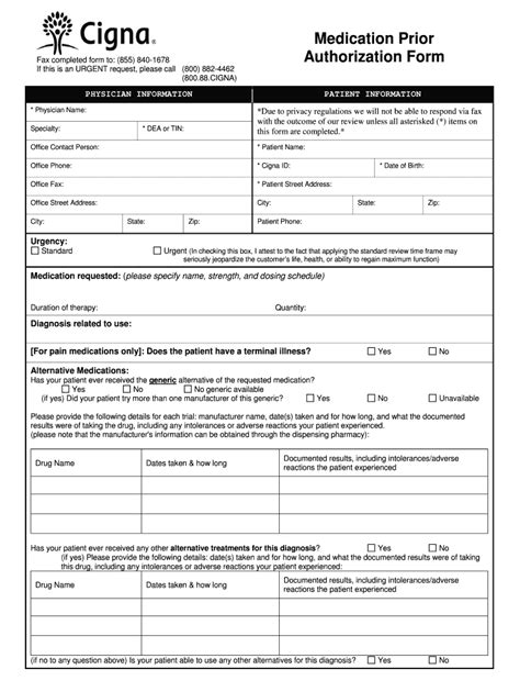 Cigna Prior Authorization Form 2019 Fill Out And Sign Online Dochub