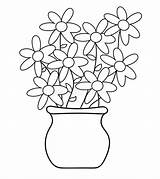 Pot Coloring Flower Pages Flowers Printable Getcolorings Preview sketch template