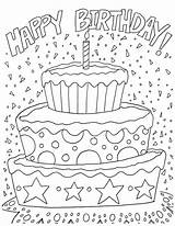 Coloring Birthday Pages Cake Happy Party Printable Celebration Rocks sketch template