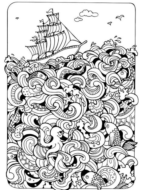 ships nautical doodle hard coloring pages  adults coloring pages