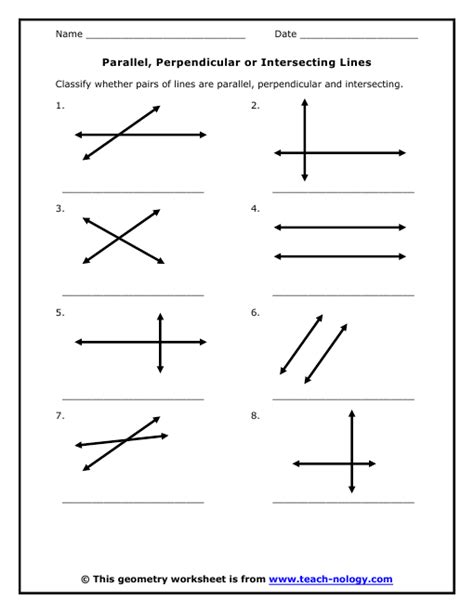 parallel perpendicular  intersecting lines