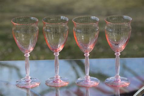 Vintage Pink Optic Glass Wine Glasses Set Of 7 Vintage Pink