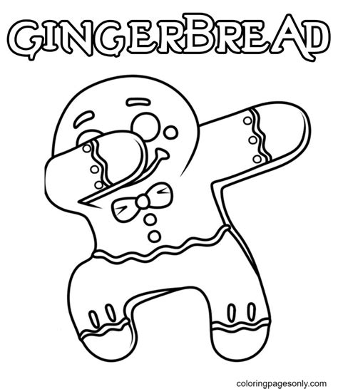 cute pose gingerbread man coloring page  printable coloring pages