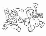 Jumping Snowman Claus Santa Coloring Coloringcrew sketch template