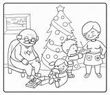 Navidad Abuelos Abriendo Nietos Niños Abuela Ninos Plusesmas sketch template