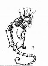 Steampunk Cat Getdrawings Drawing Behance sketch template