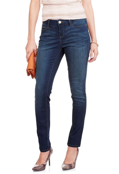 womens mid rise skinny jeans  super stretch walmartcom