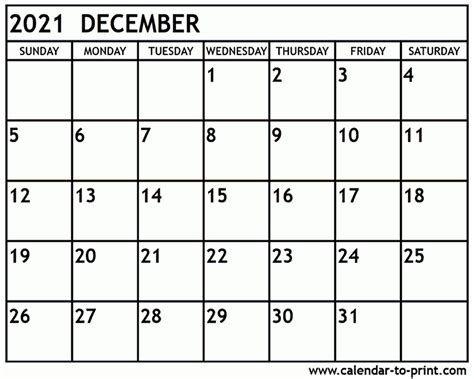 printable blank calendar december   calendar printable