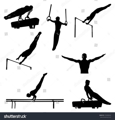set men athletes gymnasts artistic gymnastics stock vector royalty