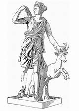 Coloring Artemis Godess Mythology Greek sketch template