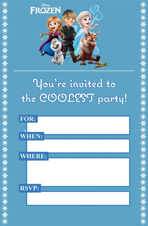 frozen birthday invitations editable printable printableecom