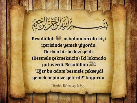 hadis hadis  serif besmele yeme icme yemek ilham verici soezler