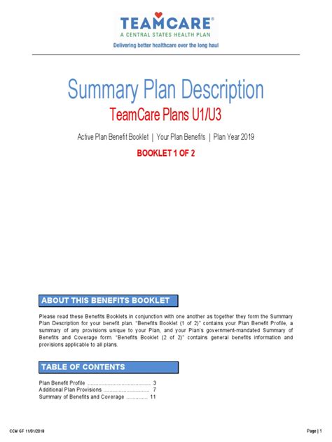 summary plan description book 1 of 2 plan u3 patient
