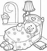 Coloring Pages Night Sleep Teddy Party Sleepover Bear Goodnight Time Pajama Sleeping Tight Color Printable Starry Drawing Holidays Good Slumber sketch template