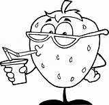 Coloring Cartoon Pages Colouring Kids Juice Character Royalty Clipart Drawing Fruits Funny 80s Color Print Cartoons Printable Strawberry Cliparts Drink sketch template
