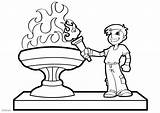 Coloring Olympic Olympique Coloriage Torch Flamme Olympisches Feuer Pages Dibujo Kids Llama Vlam Olympische Malvorlage Para Colorear Carry Flame Kleurplaat sketch template