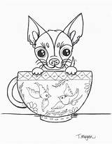 Chihuahua Teacup Coloring Pages Drawing Dog Cup Tea Dogs Sock Lost Adult Colouring Outline Chihuahuas Mexico Horse Tabithaannthelostsock Draw Tattoo sketch template