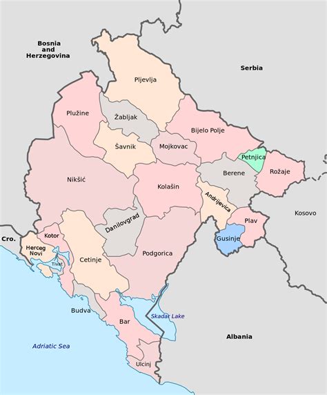 montenegro municipalities map populationdatanet