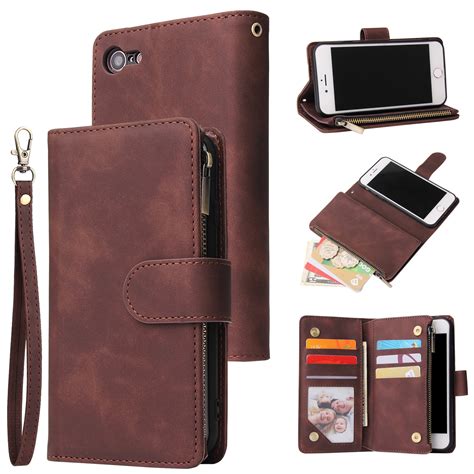 iphone  wallet case iphone  case dteck soft leather zipper wallet case magnetic buckle