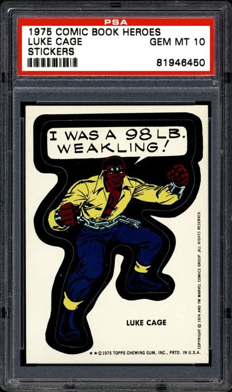 1975 Comic Book Heroes Stickers Luke Cage Psa Cardfacts®
