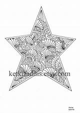 Coloring Christmas Star Instant Pdf Digital Drawn Hand Description sketch template