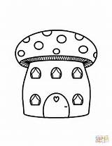 Coloring Mushroom House Pages Printable Mushrooms Rocks Colouring Drawing Nature sketch template