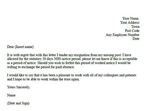 formal resignation letter  nurse learnistorg