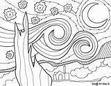Coloring Gogh Van Pages Famous Starry Picasso Night Kids Artist Printable Work Vincent Easy Drawing Projects Colouring Paintings Painting Classroomdoodles sketch template