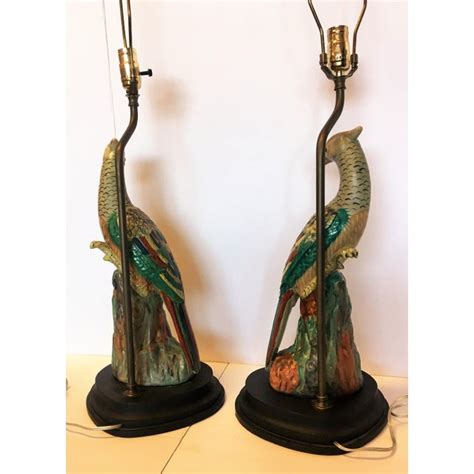 Hand Painted Peacock Lamps A Pair Chairish