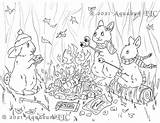 Marshmallows Bunnies Roasting sketch template