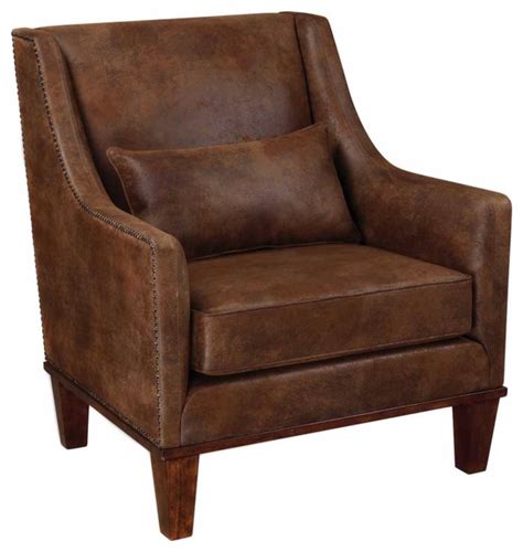 clay leather armchair  pillow transitional armchairs  accent