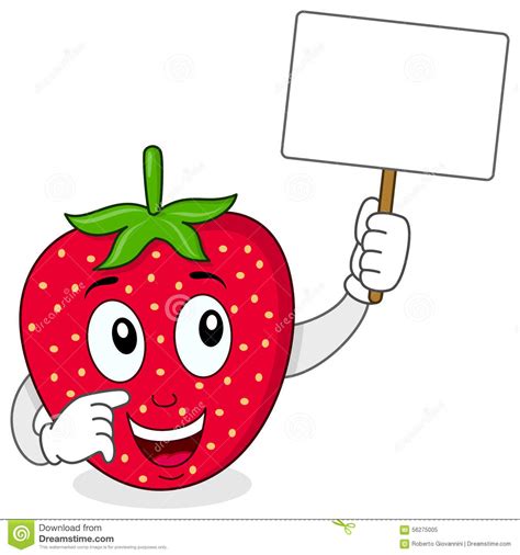 fraise mignonne tenant une bannière vide illustration de vecteur image 56275005