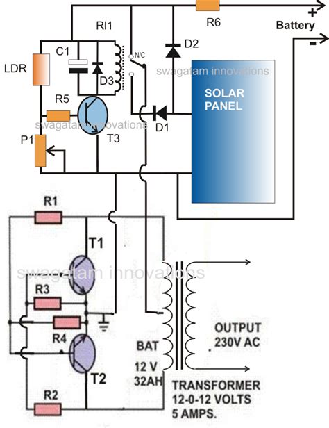 solar invertercharger circuit  science project circuit diagram centre