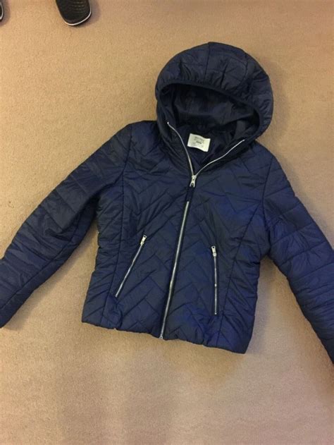 bershka     jacket blue  hood coat faux fur hooded jacket jackets hooded denim jacket